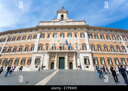 Rome, Italy - April 28, 2012: Palazzo Montecitorio is a building in Rome, where the seat of the Chamber of Deputies of the Italian Republic. Stock Photo