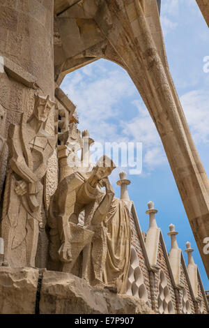 Spain, Barcelona, Statues on Sagrada Familia Stock Photo