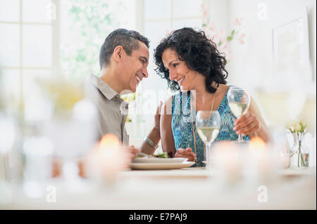 Couple dining in restaurant Stock Photo