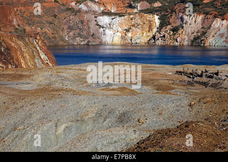Abandoned open-pit copper mine Mina de São Domingos / San Domingo Mine near Mertola, Beja District, Alentejo, Portugal Stock Photo