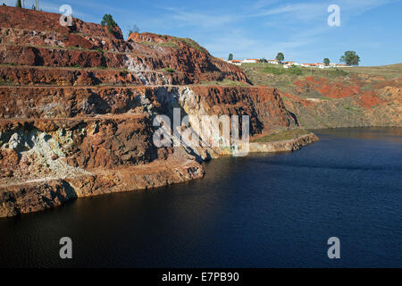 Abandoned open-pit copper mine Mina de São Domingos / San Domingo Mine near Mertola, Beja District, Alentejo, Portugal Stock Photo