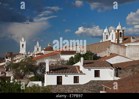 View over the medieval town Monsaraz, Alentejo, Portugal Stock Photo