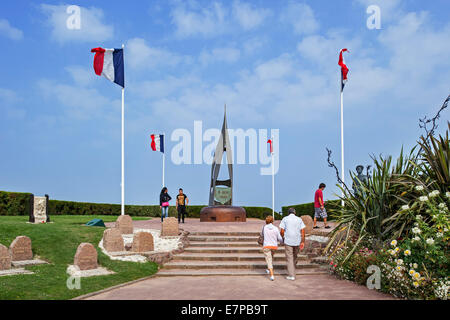 The Free French Monument / La Flamme / Kieffer Commandos Monument at Sword Beach in Ouistreham, Calvados, Lower Normandy, France Stock Photo