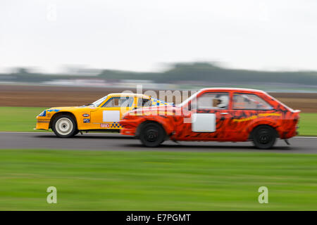 A rally car takes to the track at Rallyday at Castle Combe Stock Photo