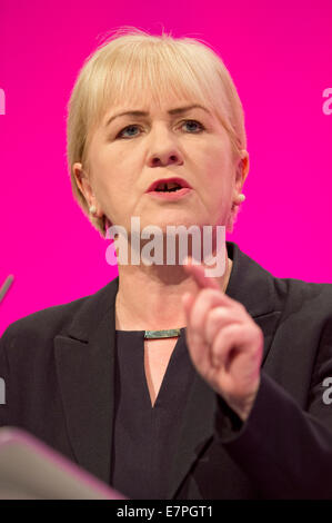 Manchester, UK. 22nd September, 2014. Johann Lamont, Leader of the Scottish Labour Party, addresses the auditorium on day two of the Labour Party's Annual Conference taking place at Manchester Central Convention Complex Credit:  Russell Hart/Alamy Live News. Stock Photo