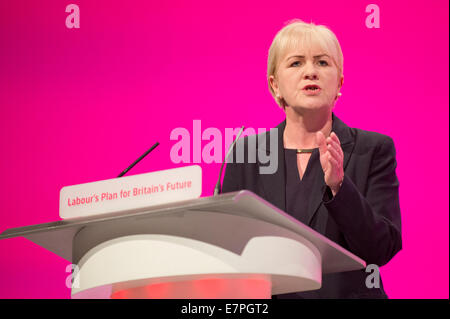 Manchester, UK. 22nd September, 2014. Johann Lamont, Leader of the Scottish Labour Party, addresses the auditorium on day two of the Labour Party's Annual Conference taking place at Manchester Central Convention Complex Credit:  Russell Hart/Alamy Live News. Stock Photo