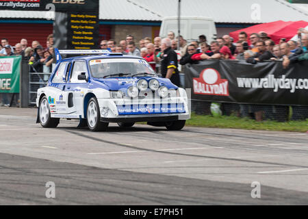 A rally car takes to the track at Rallyday at Castle Combe Stock Photo