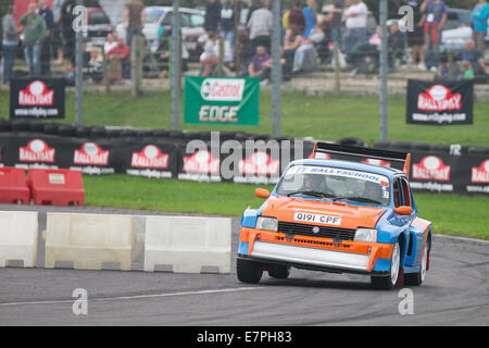 A rally car takes to the track at Rallyday at Castle Combe Stock Photo