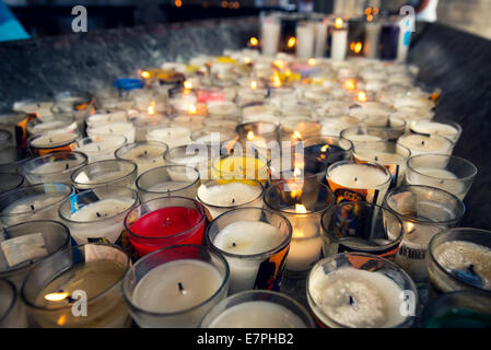 Burning religious candles in front of Higuey cathedral, in Dominican Republic Stock Photo