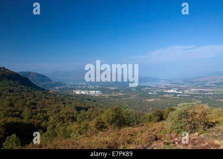 Fort William and Loch Linnhe from the Allt a Mhuilinn Trail, Torlundy, Lochaber Stock Photo