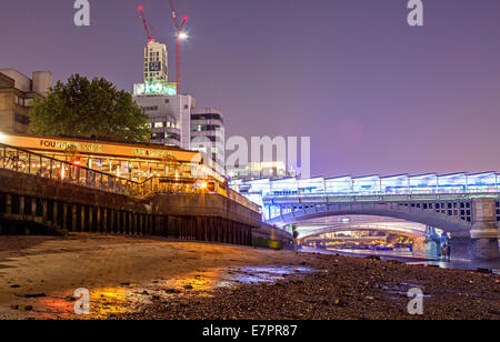 The Embankment with Bridges at Night London UK Stock Photo: 73645269 ...