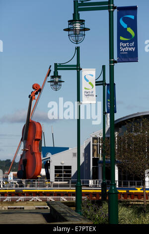 Giant violin on the waterfront, Sydney, Nova Scotia, Canada Stock Photo