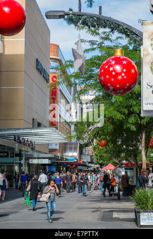 People shopping for Christmas Holidays in Rundle Mall Adelaide, Australia Stock Photo