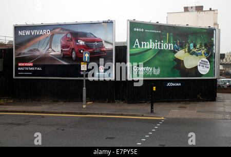 Roadside hoardings, Leamington Spa, UK Stock Photo