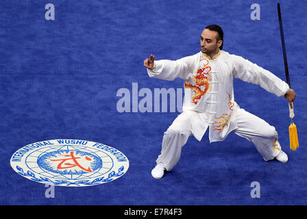 Incheon, South Korea. 23rd Sep, 2014. Seropian Avedis of Lebanon performs during the Taijijian competition of men's Taijiquan & Taijijian all-round Wushu event at the 17th Asian Games in Incheon, South Korea, Sept. 23, 2014. © Lin Yiguang/Xinhua/Alamy Live News Stock Photo