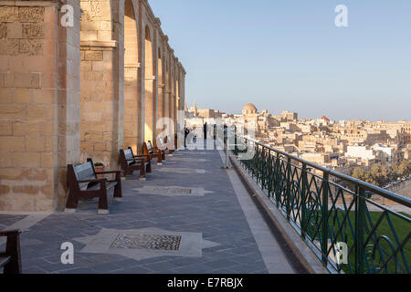 Upper Barrakka gardens, harbor view Valletta Malta Stock Photo