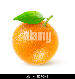 One fresh orange isolated on white Stock Photo