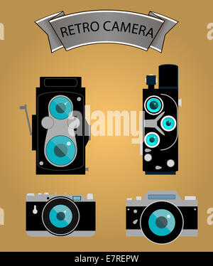 Photo camera icons set in flat style. vector Stock Photo