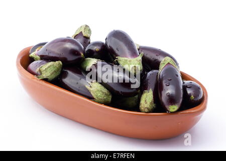 Eggplant (Solanum melongena) on white background Stock Photo
