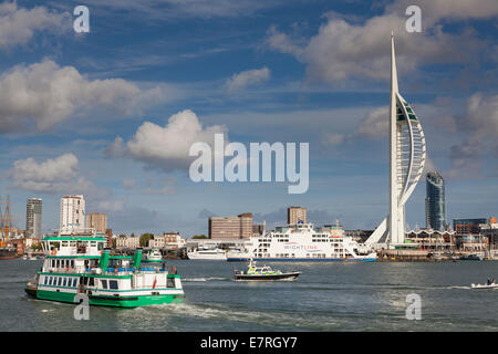 Portsmouth harbour with Spinnacker Tower and Portsmouth Gosport Ferry. Stock Photo