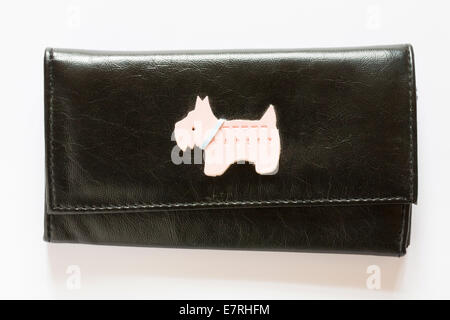 A black leather purse isolated on white background Stock Photo - Alamy