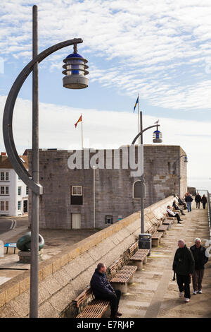 The square tower fortification at the entrance to Portsmouth Harbour. Stock Photo