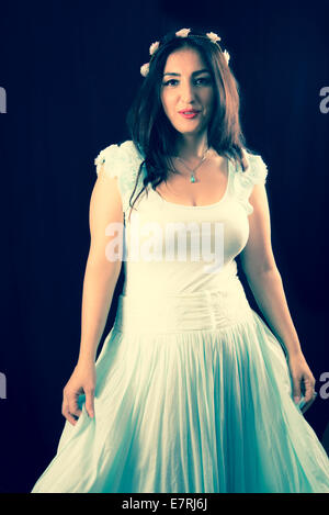 Romantic looking woman with a tiara Stock Photo