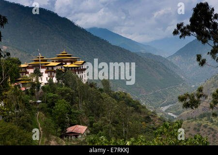 Eastern Bhutan, Trashigang, hillside Dzong on outskirts of town, above Kulong Chhu river valley Stock Photo