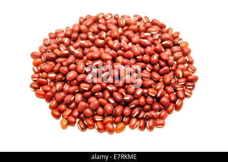 Adzuki beans on a white background Stock Photo