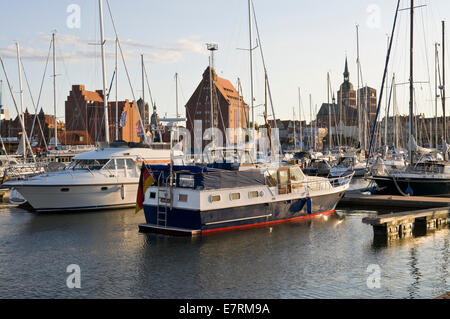 Yachts moored in marina at Stralsund, Mecklenburg Vorpommern, Germany, Europe Stock Photo