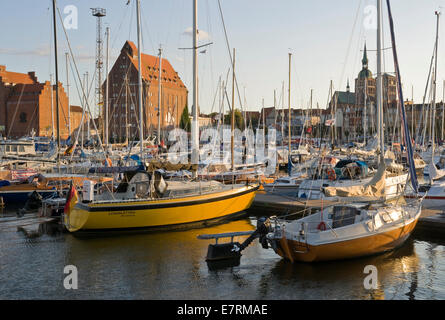 Yachts moored in marina at Stralsund, Mecklenburg Vorpommern, Germany, Europe Stock Photo