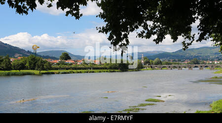 View on Ponte de Lima, a town in the Northern Minho region in Portugal. Stock Photo