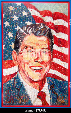 Ronald Reagan portrait at the Jelly Belly Factory Museum in Fairfield California Stock Photo