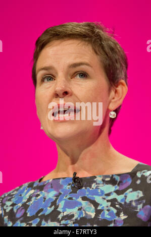 MANCHESTER, UK. 23rd September, 2014. Mary Creagh, Shadow Secretary of State for Transport, addresses the auditorium on day three of the Labour Party's Annual Conference taking place at Manchester Central Convention Complex Credit:  Russell Hart/Alamy Live News. Stock Photo