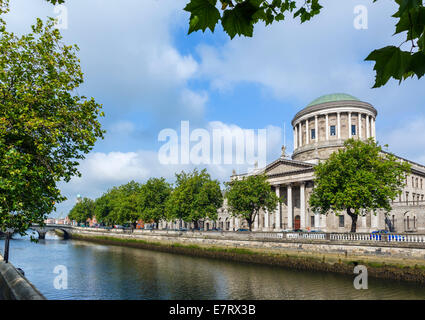 The Four Courts on Inns Quay viewed over the River Liffey, Dublin City, Republic of Ireland Stock Photo