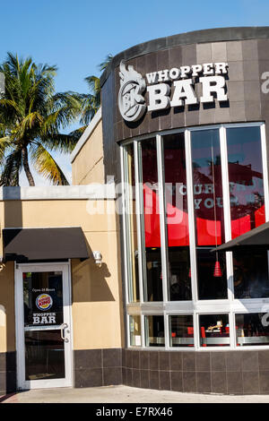 Miami Beach Florida,Burger King,Whopper Bar,restaurant restaurants food dining cafe cafes,fast food,serves alcohol,beer,front,outside exterior,entranc Stock Photo