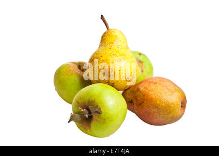 Biological green apple fruits isolated on white background Stock Photo