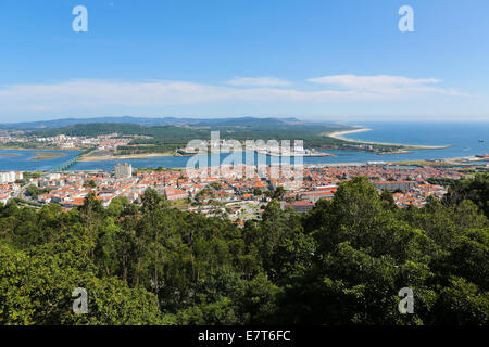 Aerial view on the center of Viana do Castelo, a famous city in the Northern part of Portugal Stock Photo