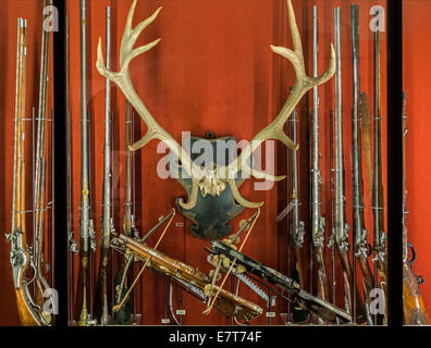Rifles and crossbows, The Treasury, Rosenborg Castle, Copenhagen, Denmark Stock Photo