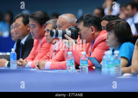 Incheon, South Korea. 23rd Sep, 2014. Referee Judo : Men's Team Final at Dowon Gymnasium during the 2014 Incheon Asian Games in Incheon, South Korea . Credit:  Yohei Osada/AFLO SPORT/Alamy Live News Stock Photo