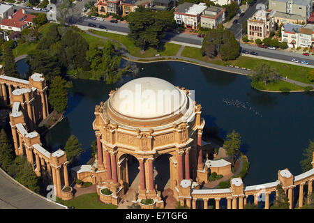 The Palace of Fine Arts, Marina District, San Francisco, California, USA - aerial Stock Photo