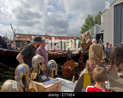 Woodbridge Maritime festival viking stalls and visitors Stock Photo