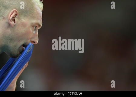 Katowice, Poland. 20th Sep, 2014. Kevin Le Roux (FRA) Volleyball : FIVB Volleyball Men's World Championship Semifinal match between France 2-3 Brazil at Spodek in Katowice, Poland . © Takahisa Hirano/AFLO/Alamy Live News Stock Photo