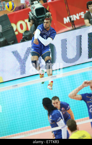 Katowice, Poland. 20th Sep, 2014. Earvin Ngapeth (FRA) Volleyball : FIVB Volleyball Men's World Championship Semifinal match between France 2-3 Brazil at Spodek in Katowice, Poland . © Takahisa Hirano/AFLO/Alamy Live News Stock Photo