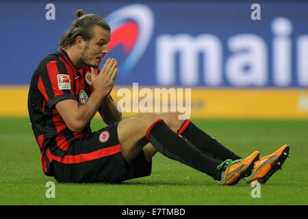 Frankfurt Main, Germany. 23rd Sep, 2014. Frankfurt's Alexander Meier reacts to a missed goal-scoring chance during the Bundesliga soccer match between Eintracht Frankfurt and 1. FSV Mainz 05 at Commerzbank Arena in Frankfurt Main, Germany, 23 September 2014. Photo: Fredrik von Erichsen/dpa/Alamy Live News Stock Photo