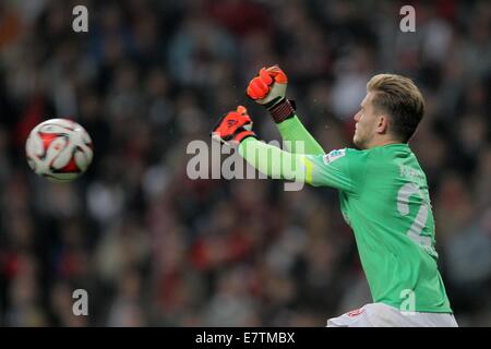 Frankfurt Main, Germany. 23rd Sep, 2014. Mainz's goalkeeper Loris Karius in action during the Bundesliga soccer match between Eintracht Frankfurt and 1. FSV Mainz 05 at Commerzbank Arena in Frankfurt Main, Germany, 23 September 2014. Photo: Fredrik von Erichsen/dpa/Alamy Live News Stock Photo