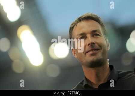 Frankfurt Main, Germany. 23rd Sep, 2014. Mainz's head coach Kasper Hjulmand before the Bundesliga soccer match between Eintracht Frankfurt and 1. FSV Mainz 05 at Commerzbank Arena in Frankfurt Main, Germany, 23 September 2014. Photo: Fredrik von Erichsen/dpa/Alamy Live News Stock Photo