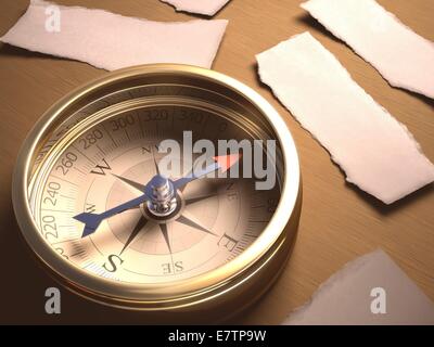 Traditional compass, conceptual artwork. Stock Photo