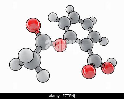 Aspirin molecular model, computer artwork. Stock Photo