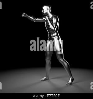 Person boxing, computer artwork. Stock Photo